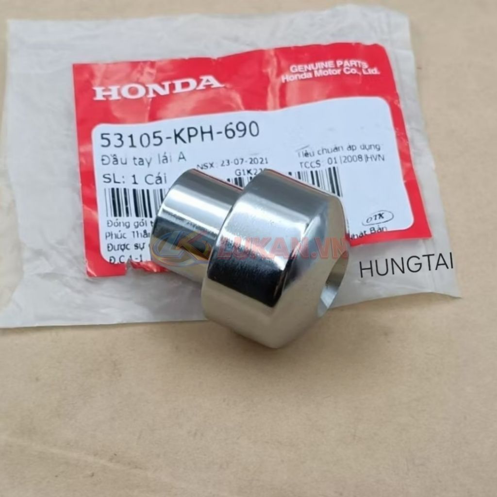 Gù đầu tay lái, trắng inox bao tay nắm WAVE, FUTURE... zin Honda 53105-KPH-690