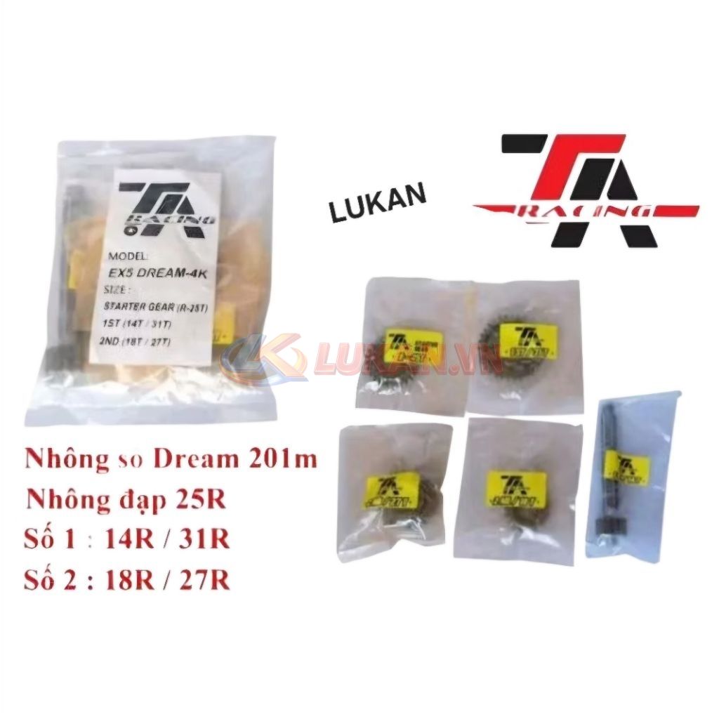 Bộ cốt nhông số đấu TA 1, 2 xe DREAM, WAVE... bánh răng racing - Ảnh 4