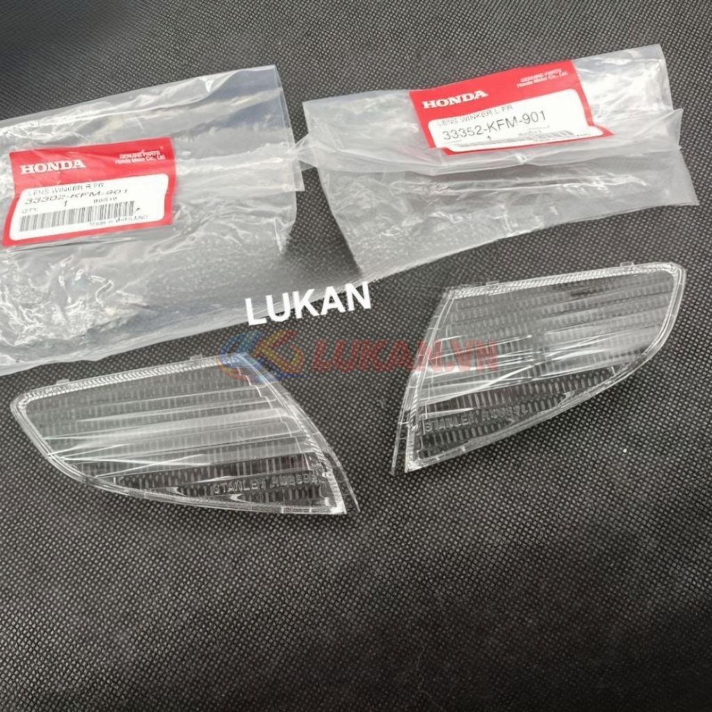 Cặp nắp chụp, ốp võ đèn xi nhan trước xe DREAM Lùn 99 zin Honda 33302-KFM-901, 33352-KFM-901