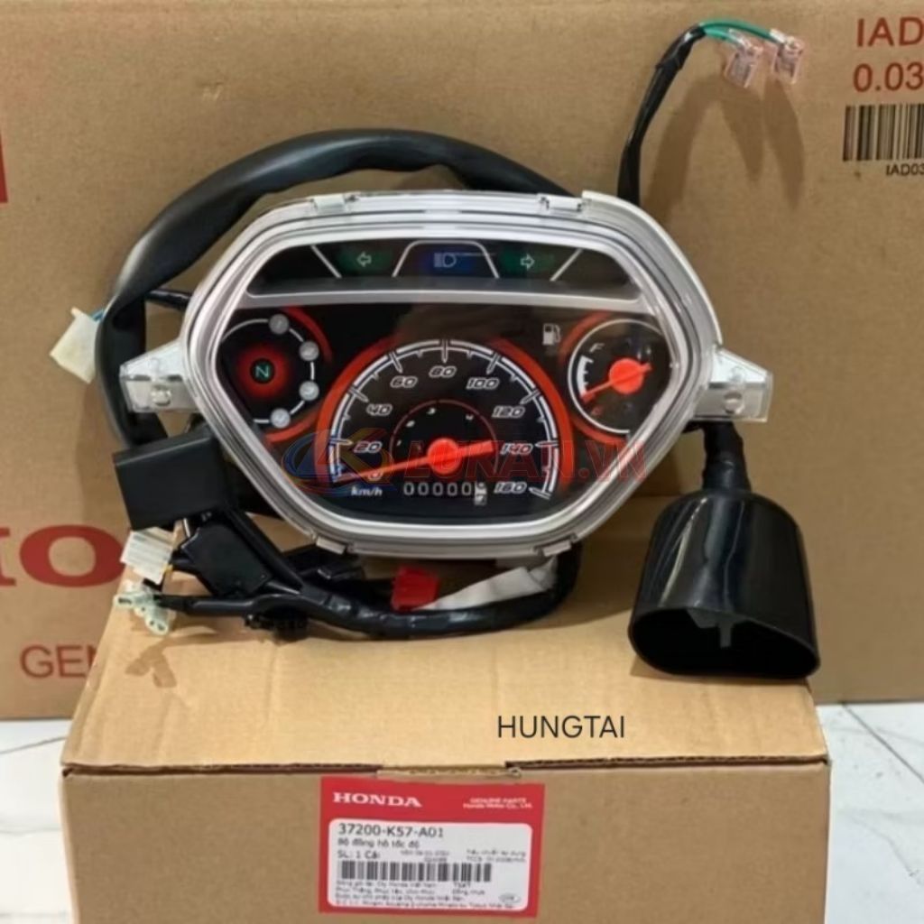 Cụm đồng hồ, công tơ mét WAVE BLADE, ALPHA, ZX... nền đỏ zin Honda 37200-K57-A01