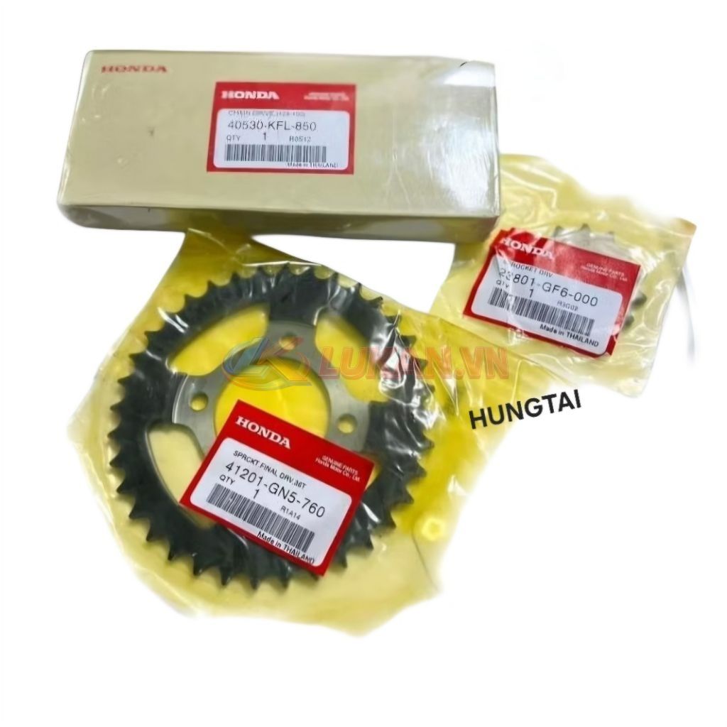 Bộ nhông sên dĩa, xích tải xe DREAM, WAVE... zin Honda Thái xịn 41201-GN5-900, 40530-KFL-850 - Ảnh 3