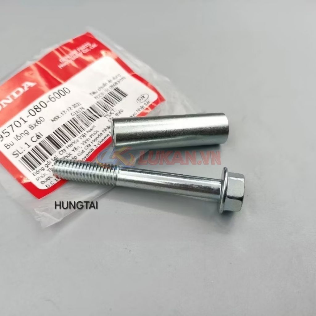 2 Ốc lắp baga mũi, chắn bùn trước xe DREAM zin. bu lông 8x60 95701-080-6000, 61105-GN5-890 - Ảnh 4