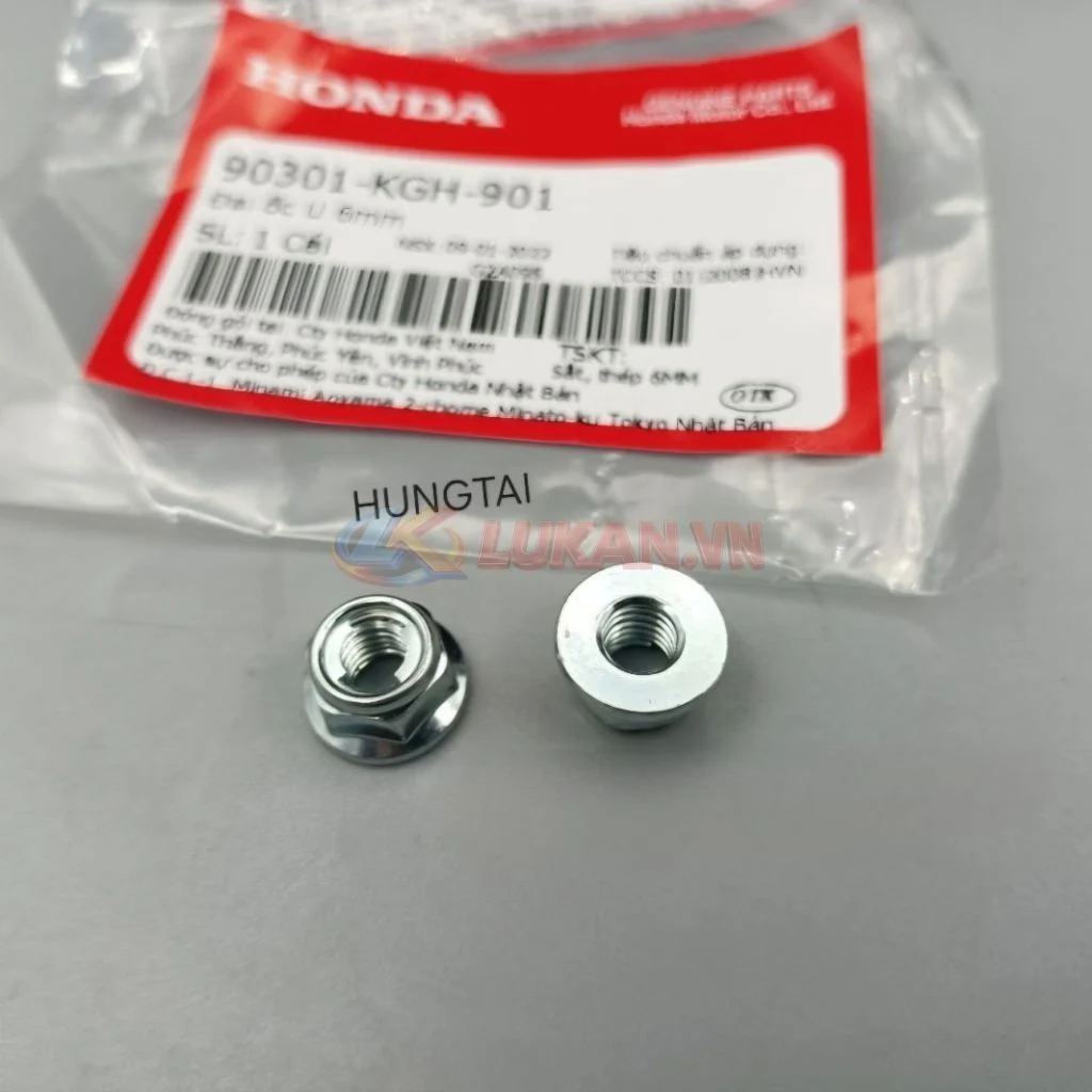 1 Ốc, tán lắp đĩa thắng, phanh WAVE Thái, RS, S100, ZX, FUTURE.... 6mm zin 90301-KGH-901