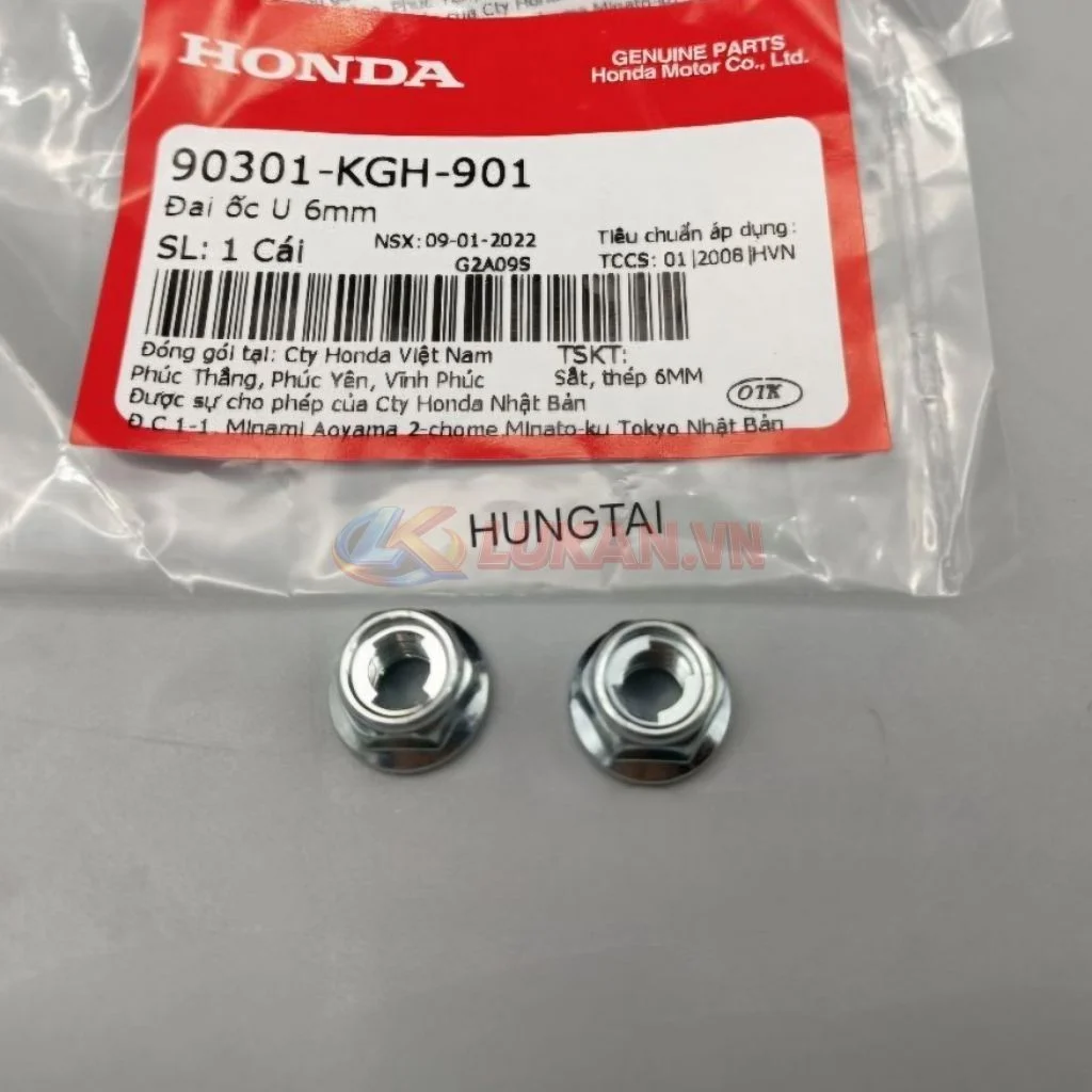 1 Ốc, tán lắp đĩa thắng, phanh WAVE Thái, RS, S100, ZX, FUTURE.... 6mm zin 90301-KGH-901 - Ảnh 2