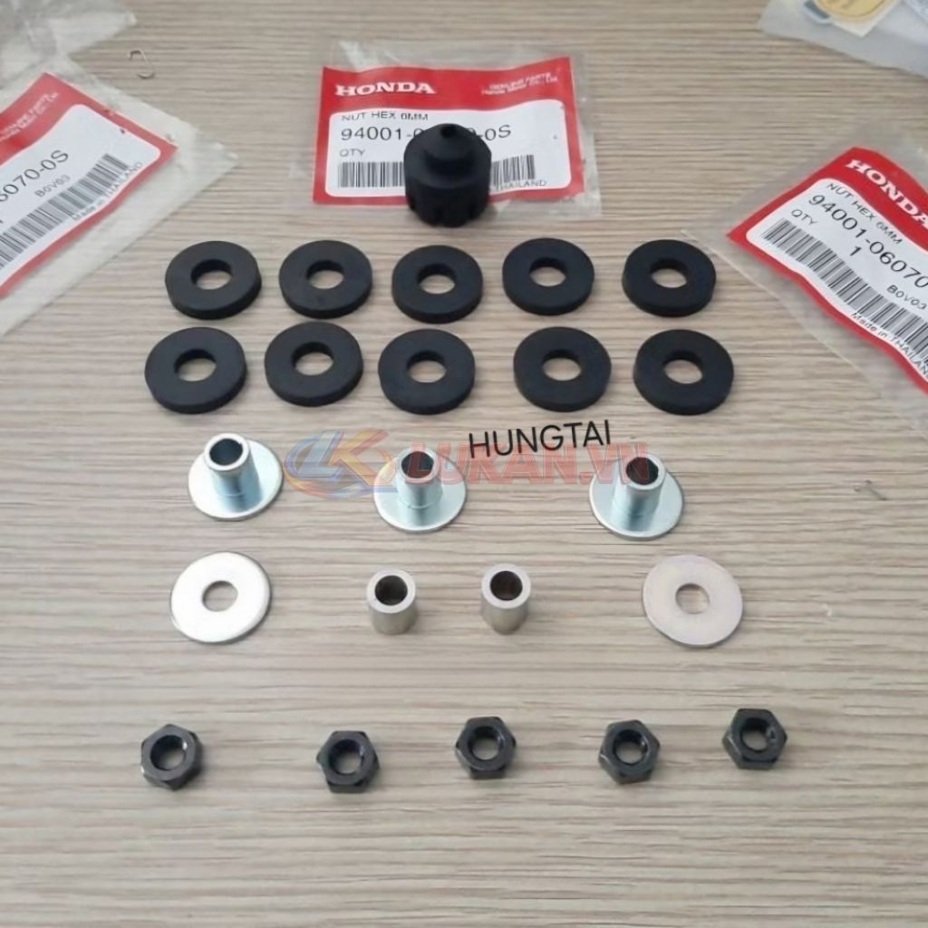 Bộ ốc đệm cao su bản lề yên WAVE Thái, ALPHA, FUTURE 1... zin Honda
