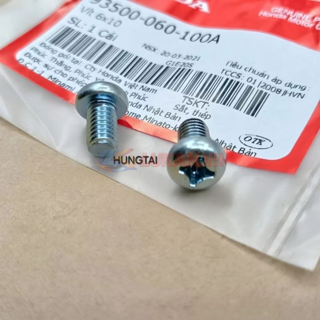 2 ốc bắt ổ khóa điện xe DREAM zin Honda, vít 6x10 93500-060-100A - Ảnh 3
