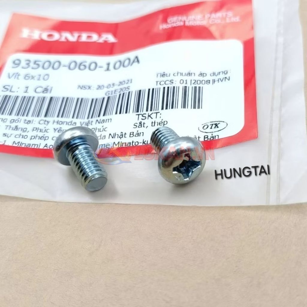 2 ốc bắt ổ khóa điện xe DREAM zin Honda, vít 6x10 93500-060-100A
