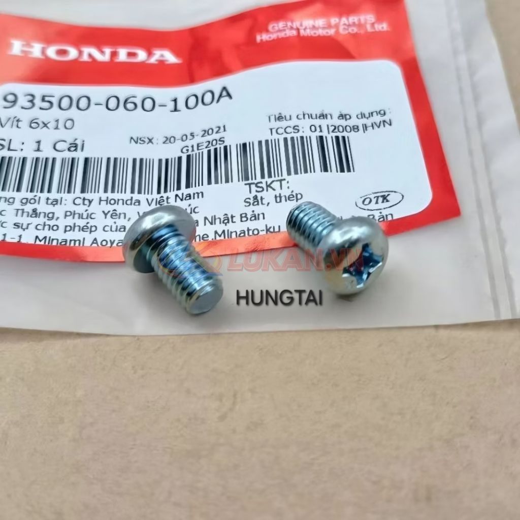 2 ốc bắt ổ khóa điện xe DREAM zin Honda, vít 6x10 93500-060-100A - Ảnh 4