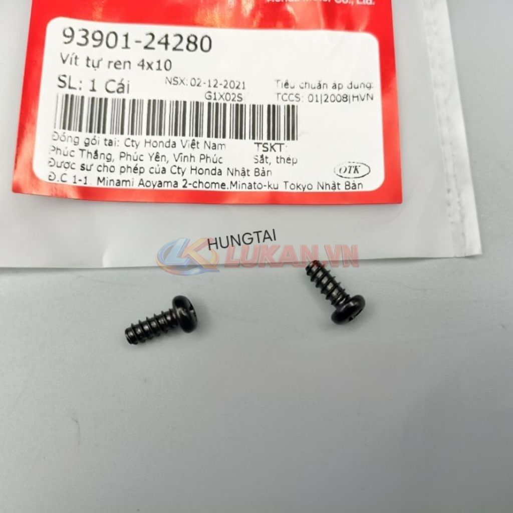 1 ốc bắt mắt mèo trước, phản quang xe DREAM zin Honda. vít 4x10 93901-24280 - Ảnh 4