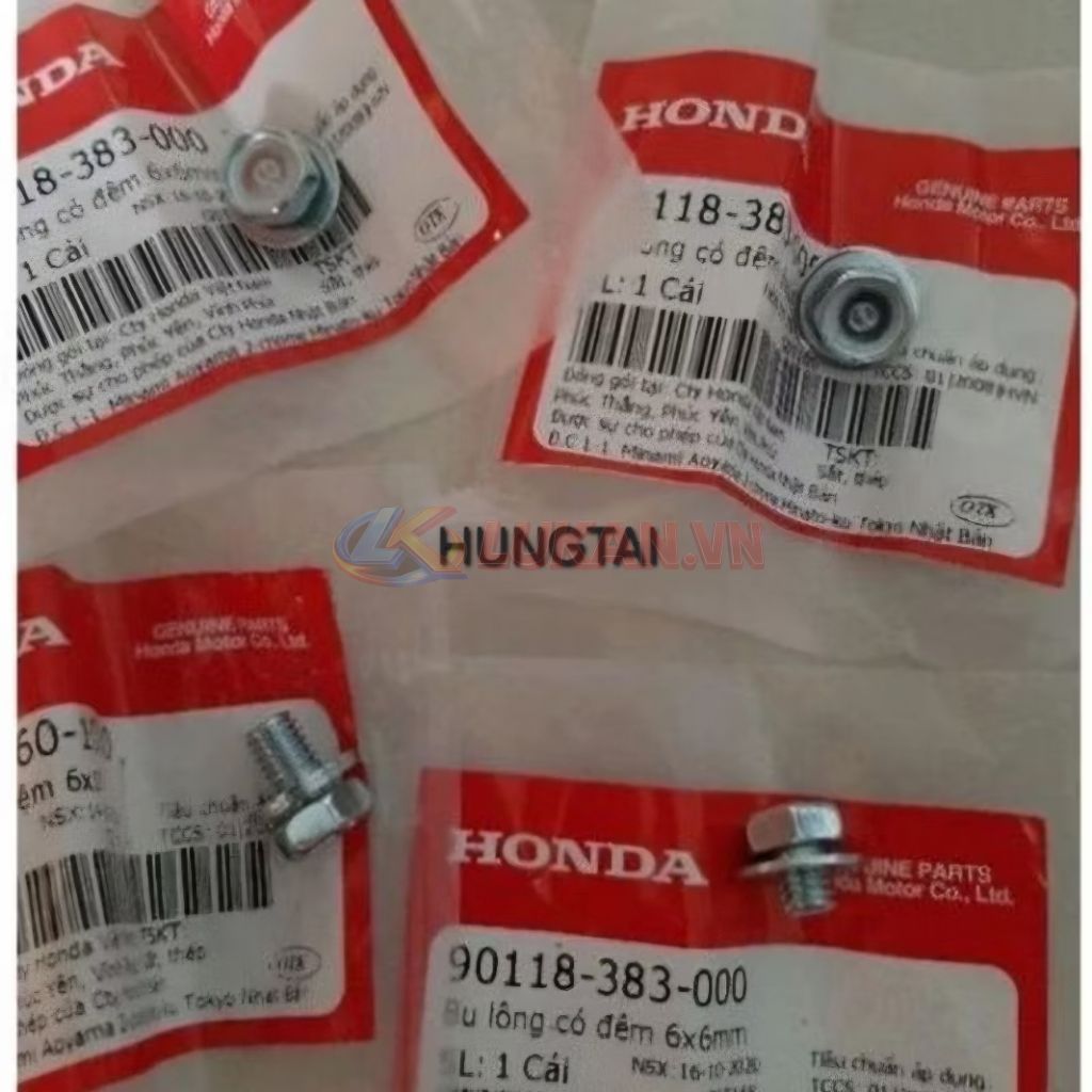 Bộ 4 ốc hộp xích, sên cacte DREAM, WAVE, FUTURE, CUB... zin Honda 90118-383-000, 93401-060-1000 - Ảnh 2