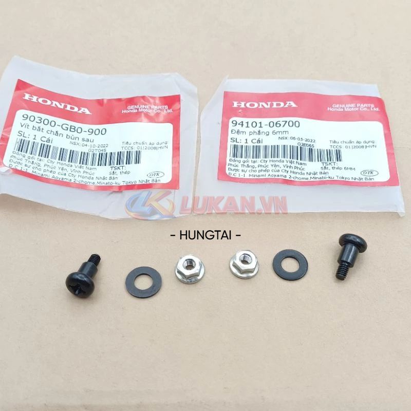 Bộ ốc bắt nhựa đuôi, dè chắn bùn sau xe DREAM zin 94101-06700, 90300-GB0-900 - Ảnh 3