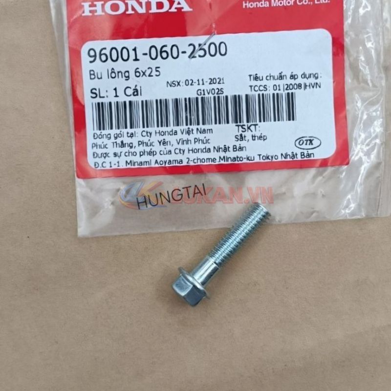 Ốc, bu lông nắp cánh bướm quylat DREAM ,WAVE, FUTURE.... zin 6x25 96001-060-2500 - Ảnh 4