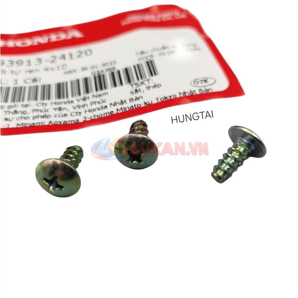 1 ốc, vít bắt nhựa mặt nạ xi trước xe DREAM... zin Honda 4x10 93913-24120 - Ảnh 3