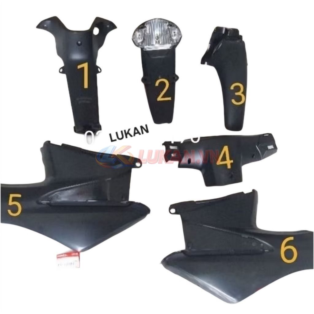 Bộ 6 ốp nhựa nhám đen, áo WAVE A, ALPHA, RS, S100... zin Honda - Ảnh 2