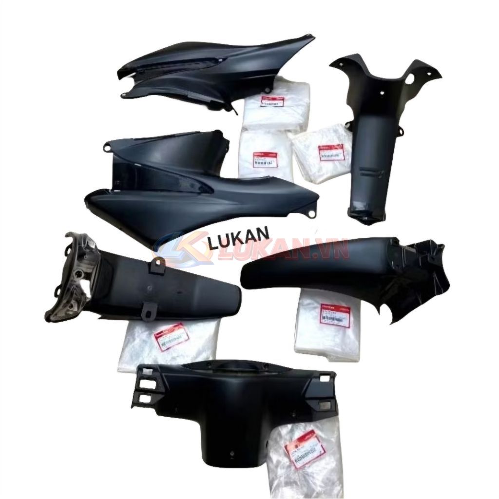 Bộ 6 ốp nhựa nhám đen, áo WAVE A, ALPHA, RS, S100... zin Honda - Ảnh 3