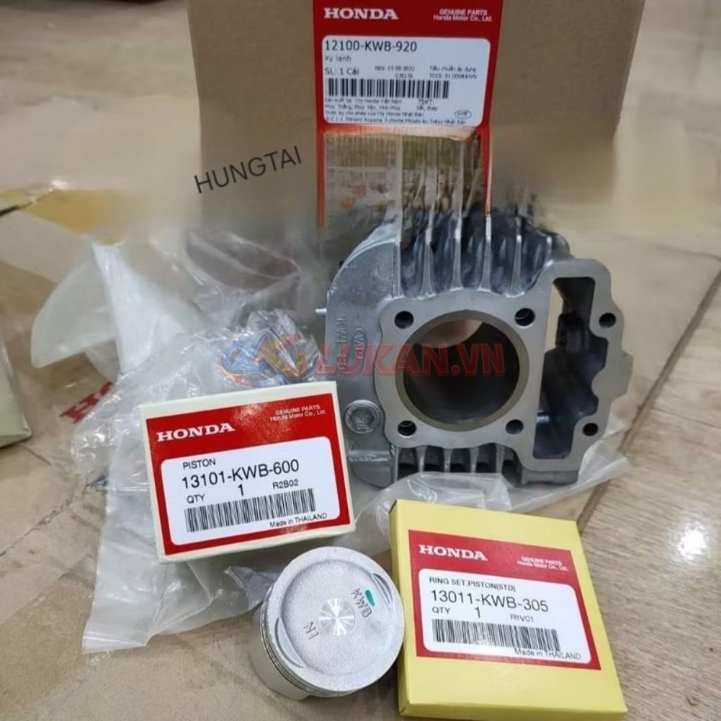 Lòng hơi, xi lanh WAVE S110, RSX, BLADE, ALPHA 110... luôn piston bạc zin 12100-K03-H10, 12100-KWB-920 - Ảnh 6