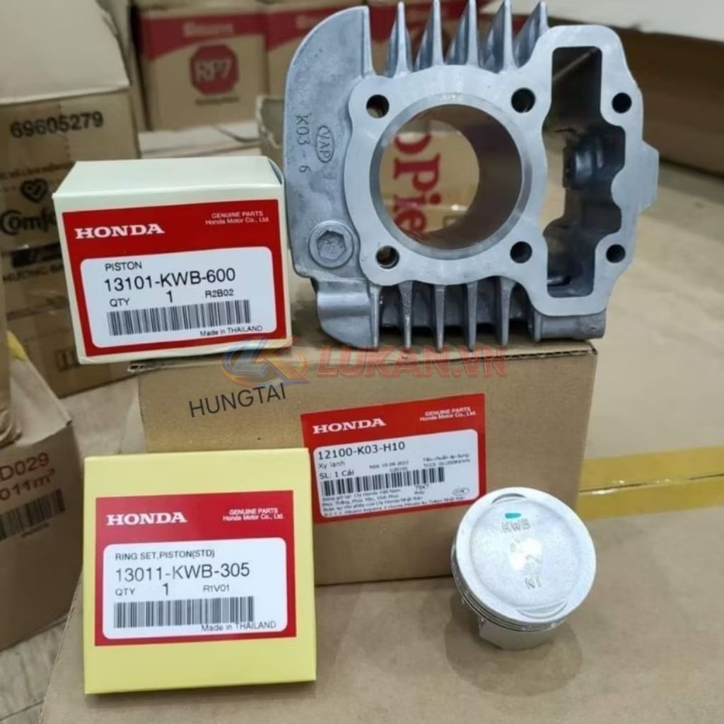 Lòng hơi, xi lanh WAVE S110, RSX, BLADE, ALPHA 110... luôn piston bạc zin 12100-K03-H10, 12100-KWB-920 - Ảnh 5
