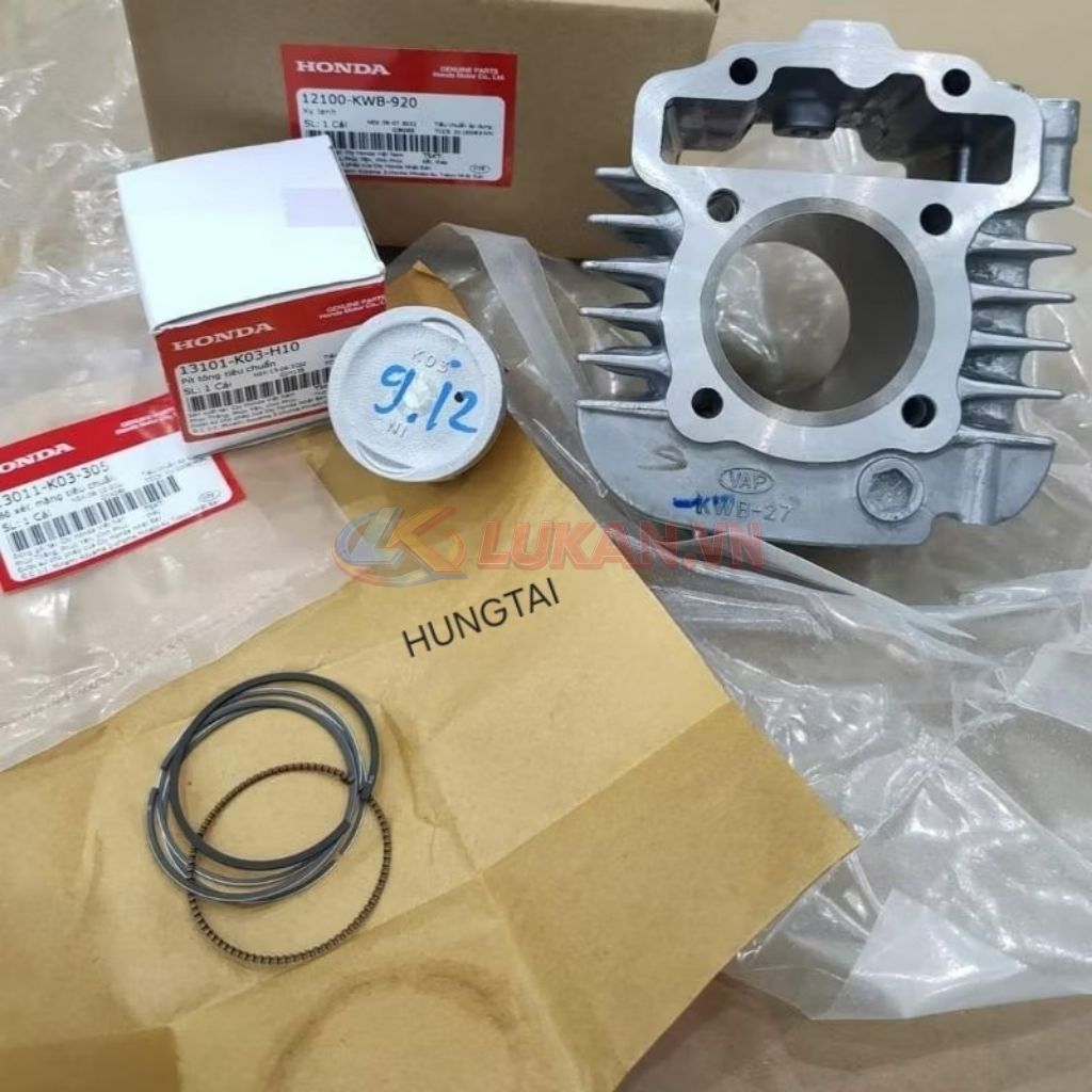 Lòng hơi, xi lanh WAVE S110, RSX, BLADE, ALPHA 110... luôn piston bạc zin 12100-K03-H10, 12100-KWB-920 - Ảnh 3