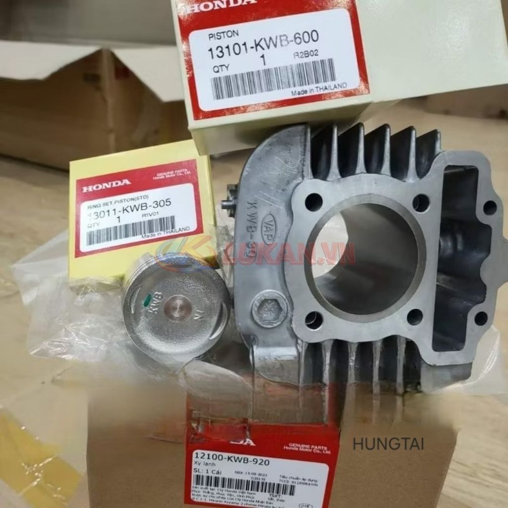 Lòng hơi, xi lanh WAVE S110, RSX, BLADE, ALPHA 110... luôn piston bạc zin 12100-K03-H10, 12100-KWB-920 - Ảnh 4
