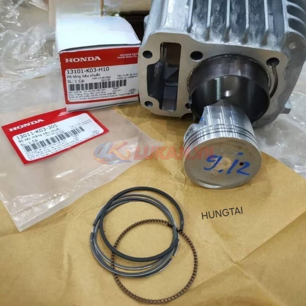 Lòng hơi, xi lanh WAVE S110, RSX, BLADE, ALPHA 110... luôn piston bạc zin 12100-K03-H10, 12100-KWB-920 - Ảnh 2