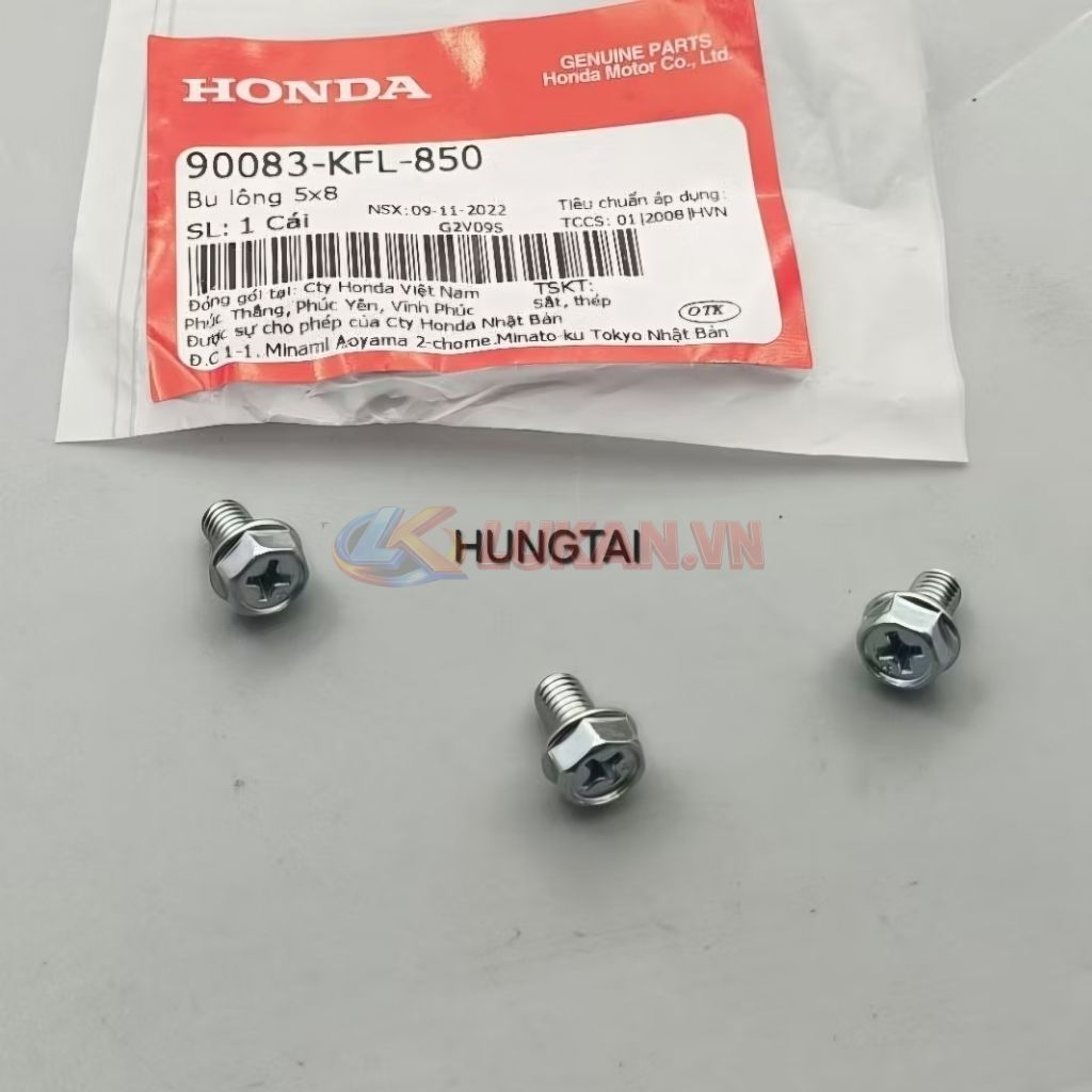 3 ốc nắp chuông nồi côn 3 càng DREAM, WAVE, FUTURE... zin bu lông 5x8 90083-KFL-850 - Ảnh 4