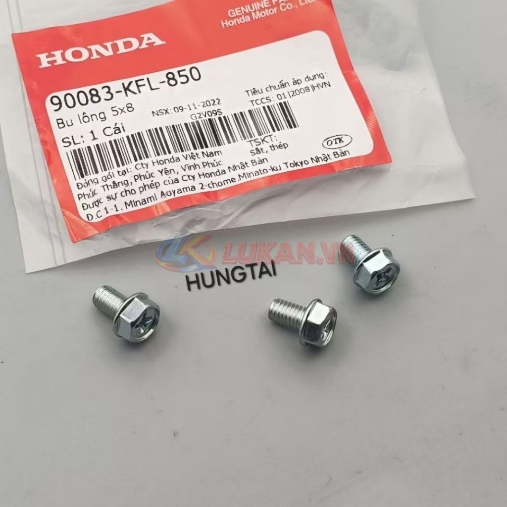 3 ốc nắp chuông nồi côn 3 càng DREAM, WAVE, FUTURE... zin bu lông 5x8 90083-KFL-850 - Ảnh 2