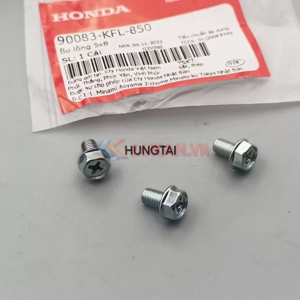 3 ốc nắp chuông nồi côn 3 càng DREAM, WAVE, FUTURE... zin bu lông 5x8 90083-KFL-850