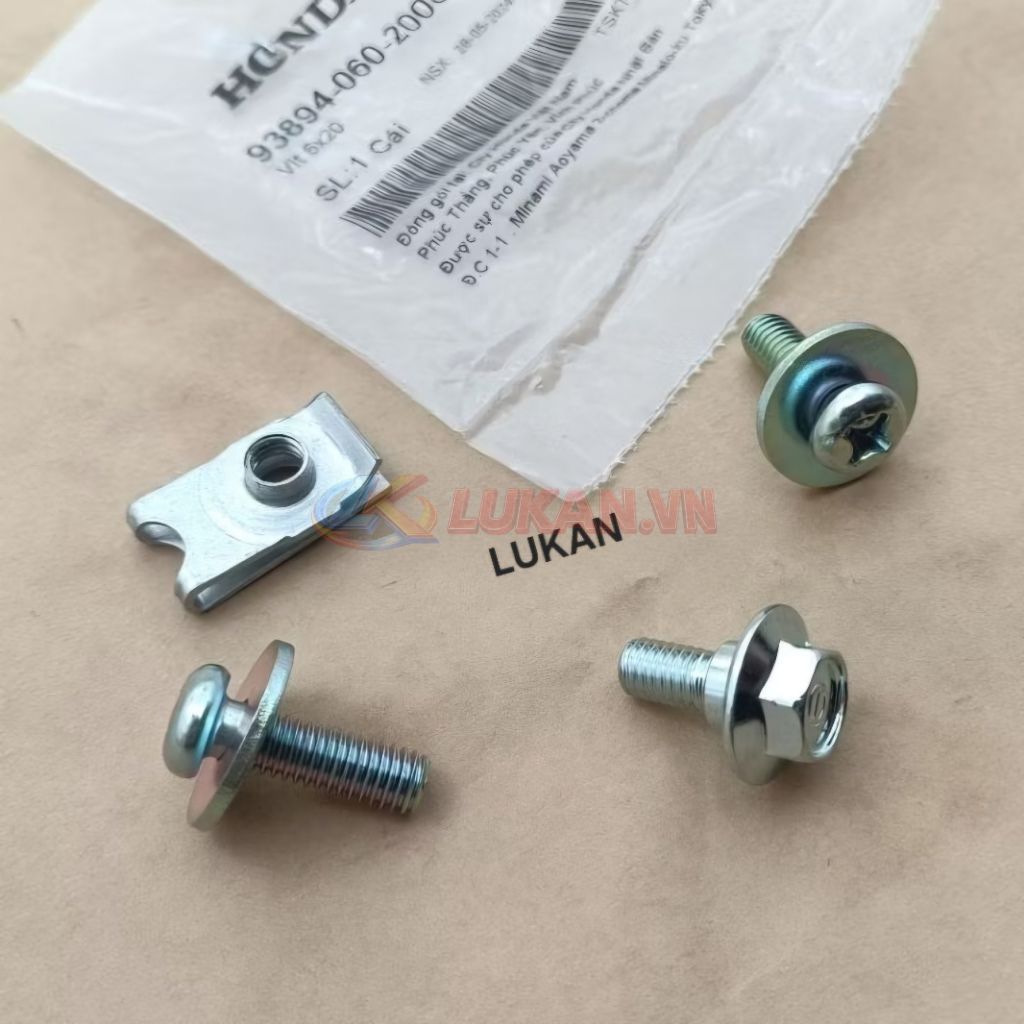 Bộ 4 ốc gắn hộp bình điện ắc quy xe DREAM zin Honda 93894-060-2008