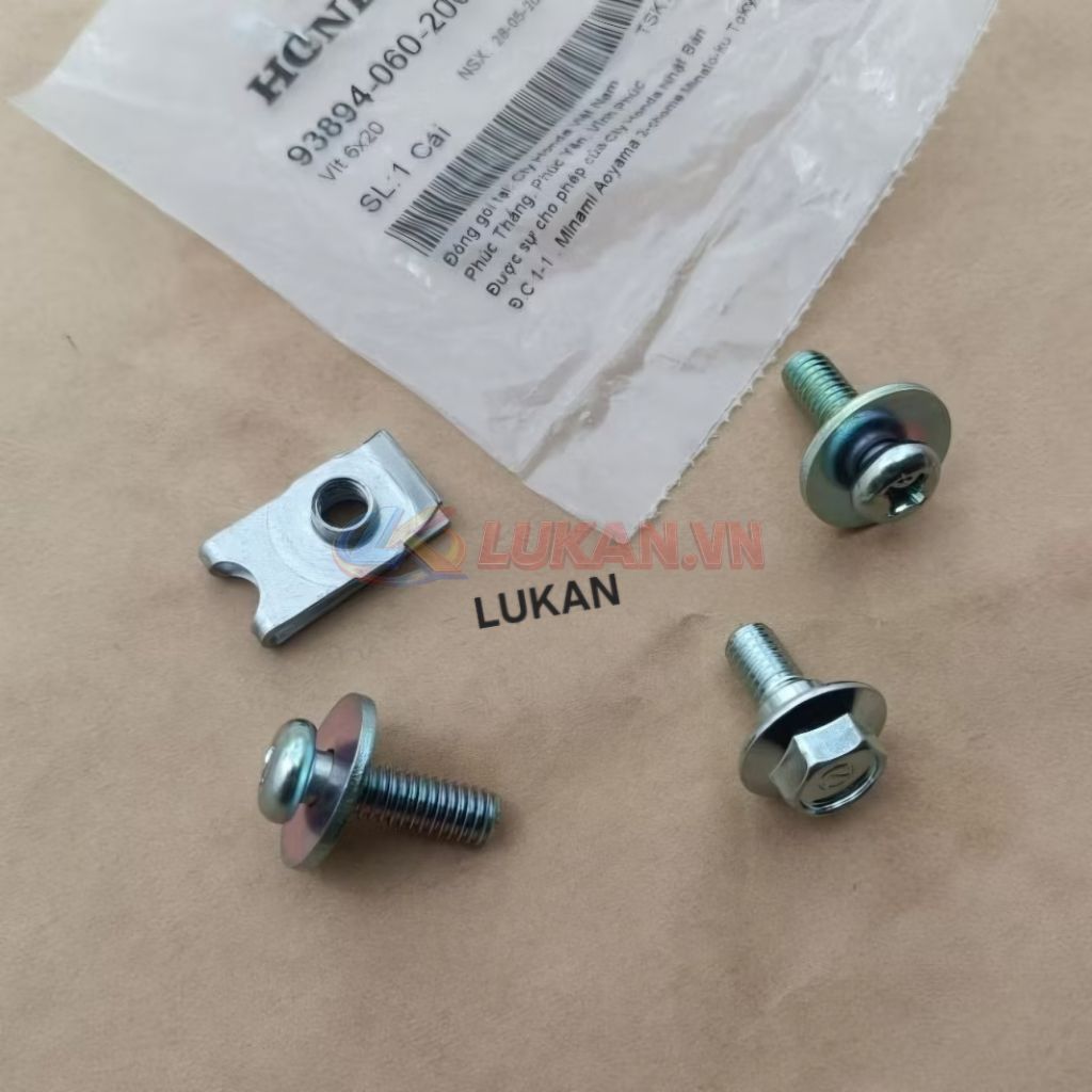 Bộ 4 ốc gắn hộp bình điện ắc quy xe DREAM zin Honda 93894-060-2008 - Ảnh 3