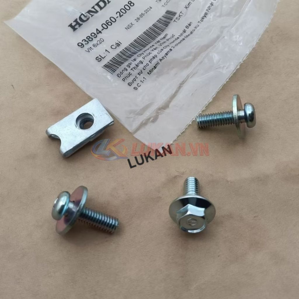 Bộ 4 ốc gắn hộp bình điện ắc quy xe DREAM zin Honda 93894-060-2008 - Ảnh 4