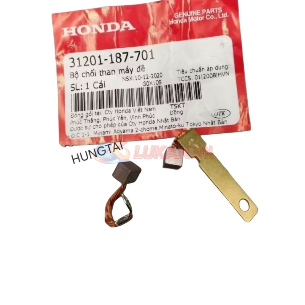 Chỗi than, củ motor đề khởi động DREAM, WAVE, FUTURE... zin Honda 31201-187-701 - Ảnh 2