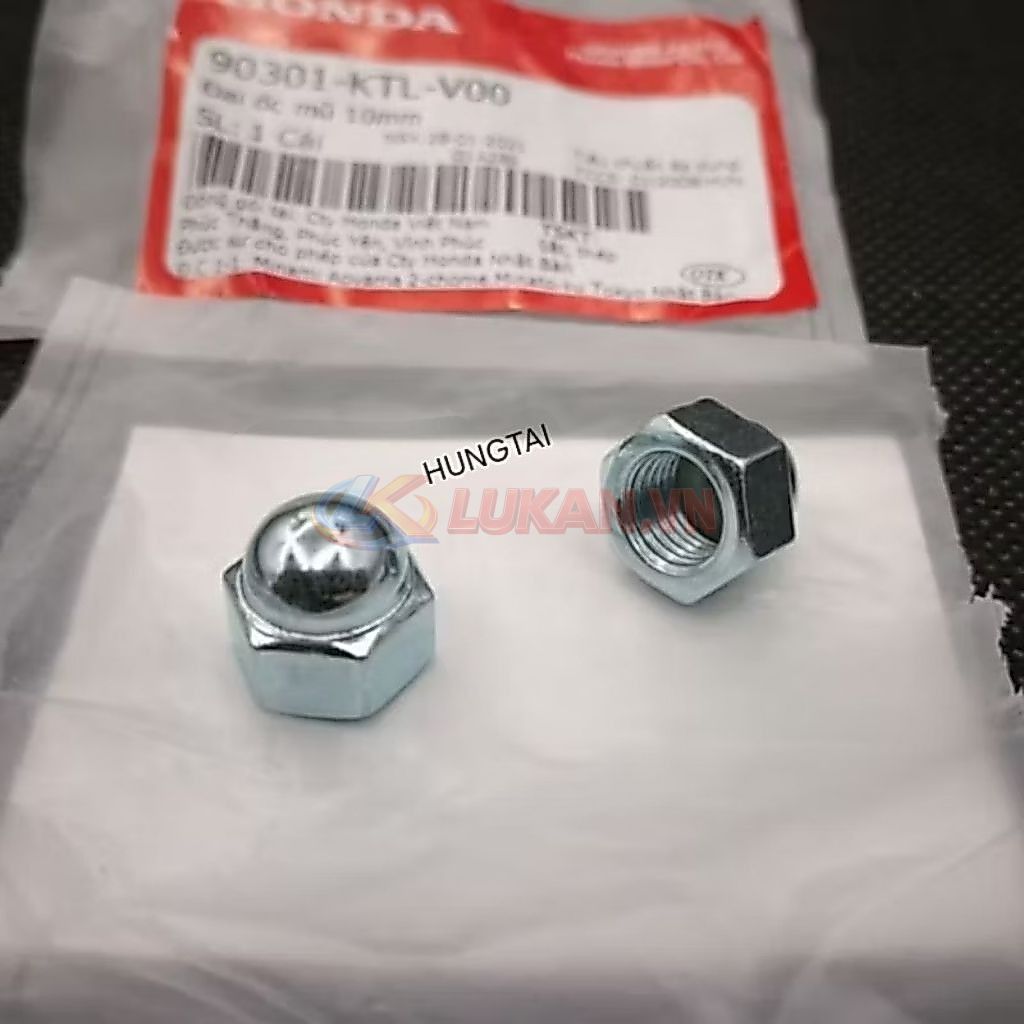 2 Ốc, tán phuộc giảm sóc sau WAVE A, RS, S100, FUTURE... zin 10mm 90301-KTL-V00 - Ảnh 2