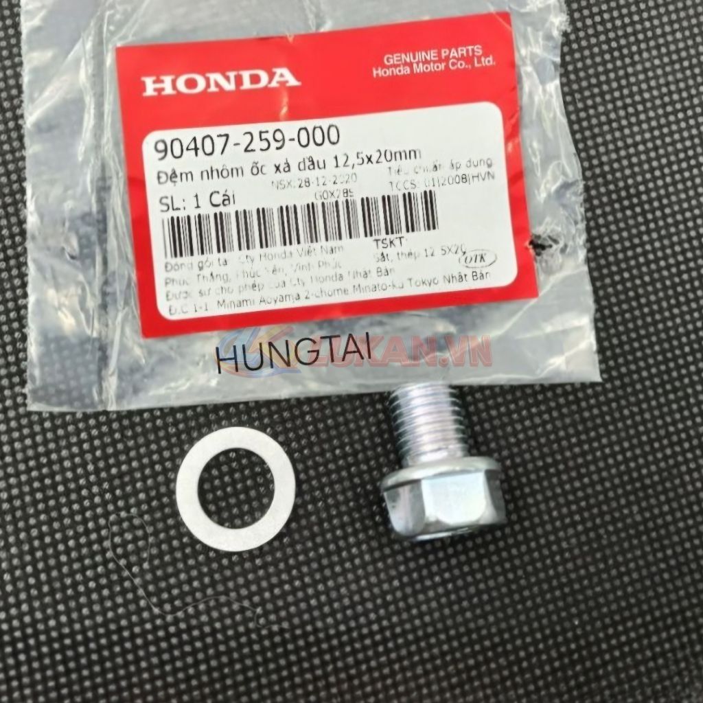 Ốc bu lông xã dầu, nhớt DREAM, WAVE, FUTURE, WINNER, CUB... 12mm zin Honda 90407-259-000, 92800-12000 - Ảnh 2