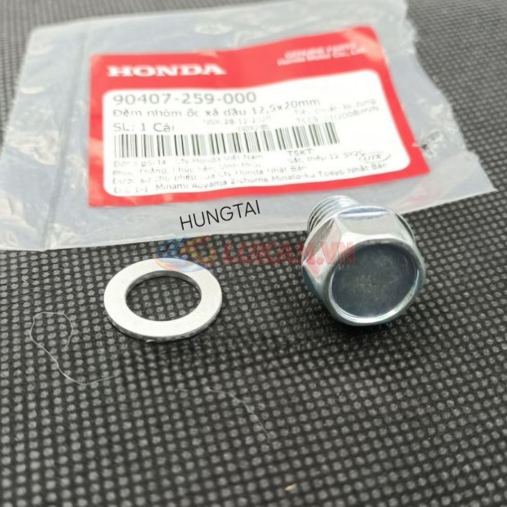 Ốc bu lông xã dầu, nhớt DREAM, WAVE, FUTURE, WINNER, CUB... 12mm zin Honda 90407-259-000, 92800-12000 - Ảnh 4