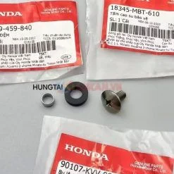 Bộ ốc đệm cao su bắt vĩ che pô, ống xã DREAM, WAVE, FUTURE... zin 90107-KVV-900, 18345-MBT-610, 33619-459-840
