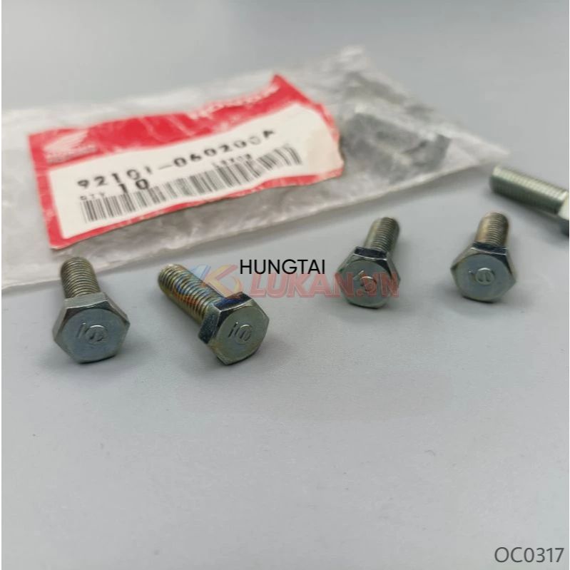 Ốc bắt cần sang số DREAM, WAVE, FUTURE... bu lông 6x20 zin 92101-060200A - Ảnh 3