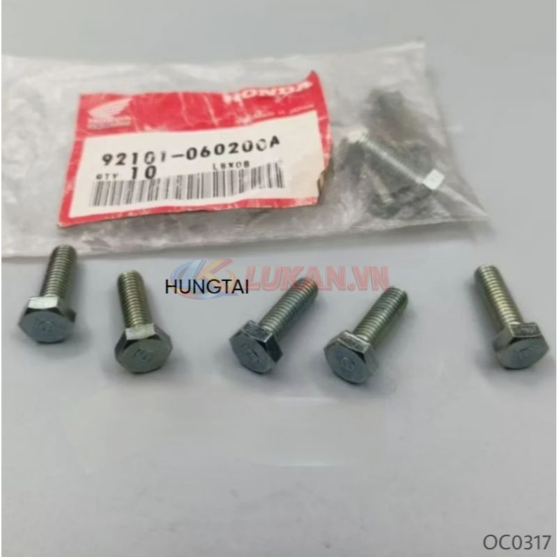 Ốc bắt cần sang số DREAM, WAVE, FUTURE... bu lông 6x20 zin 92101-060200A - Ảnh 4