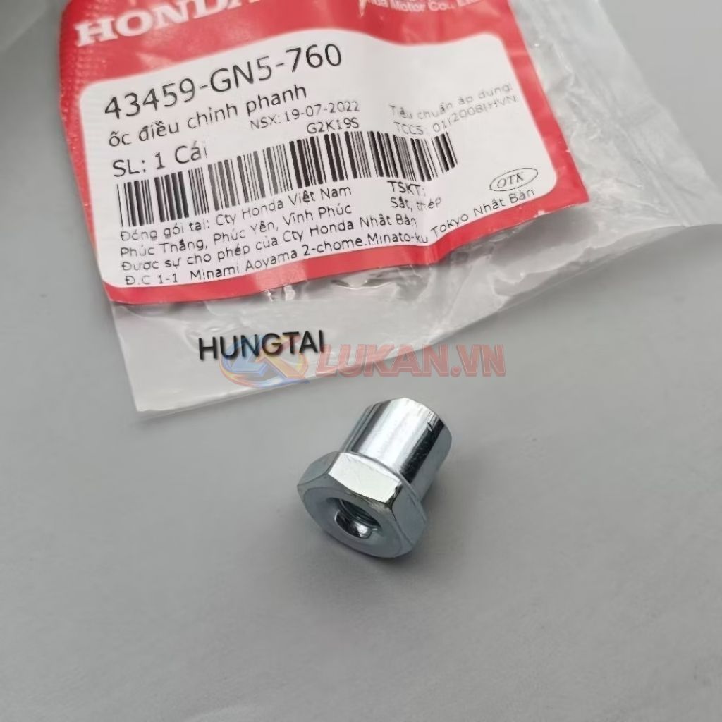 Ốc, tán điều chỉnh phanh, đũa thắng DREAM, WAVE, FUTURE.... zin 43459-GN5-760 - Ảnh 4