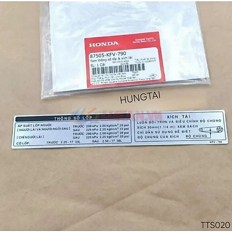 Tem thông số dán hộp xích, sên cacte DREAM, WAVE, FUTURE... zin 87505-KFV-790 - Ảnh 4