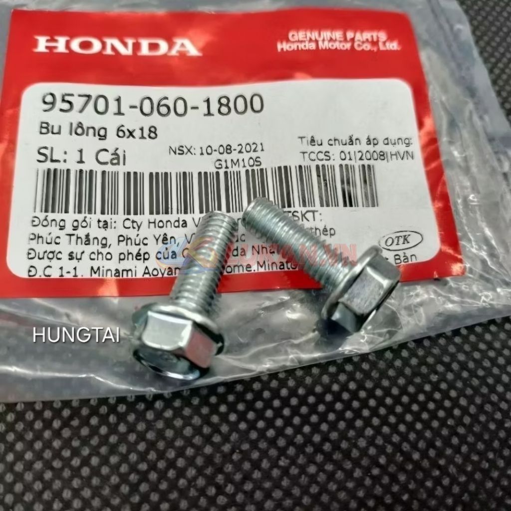 1 ốc bắt bửng yếm, baga xe DREAM zin Honda, bu lông 6x18 95701-060-1800 - Ảnh 4