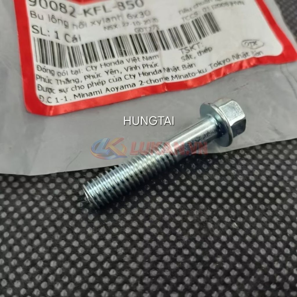 Ốc nối lòng xy lanh xe DREAM, WAVE, FUTURE 1... zin bu lông 6x30 90082-KFL-850 - Ảnh 3