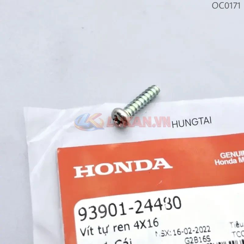 Ốc, vít bắt đèn hậu, xi nhan xe DREAM, WAVE ALPHA.... 4x16 trắng zin 93901-24480 - Ảnh 2