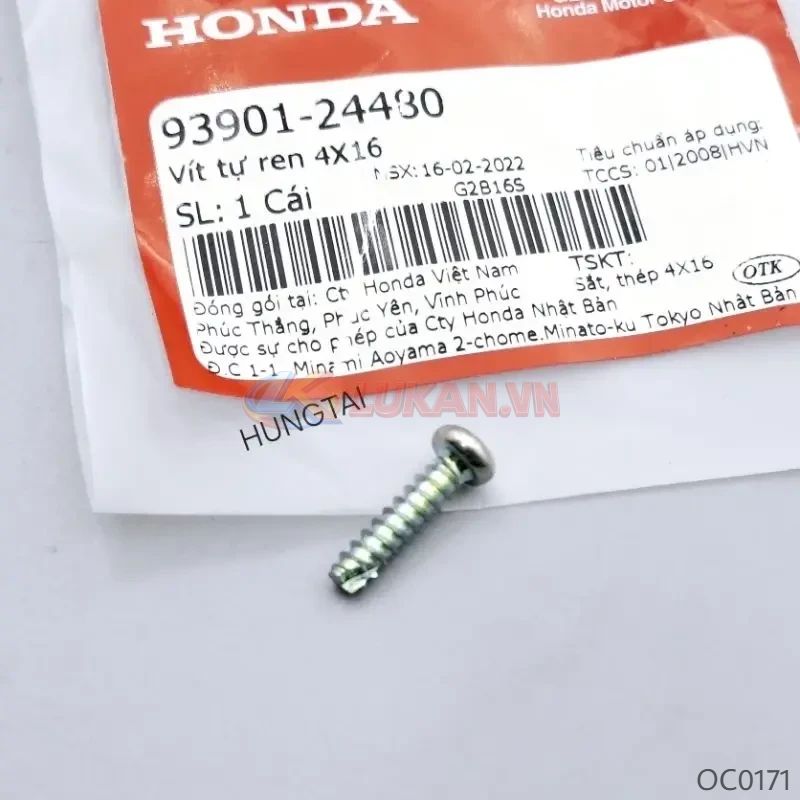 Ốc, vít bắt đèn hậu, xi nhan xe DREAM, WAVE ALPHA.... 4x16 trắng zin 93901-24480 - Ảnh 6