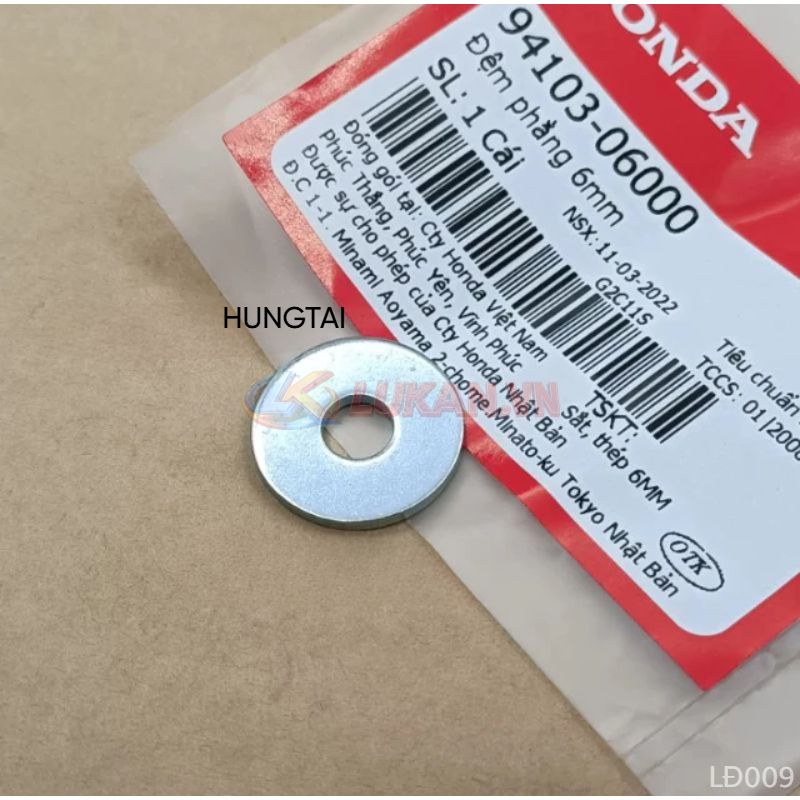 Lông đền, Đệm phẳng gắn nhựa treo đuôi xe DREAM... zin 6mm 94103-06000 - Ảnh 3