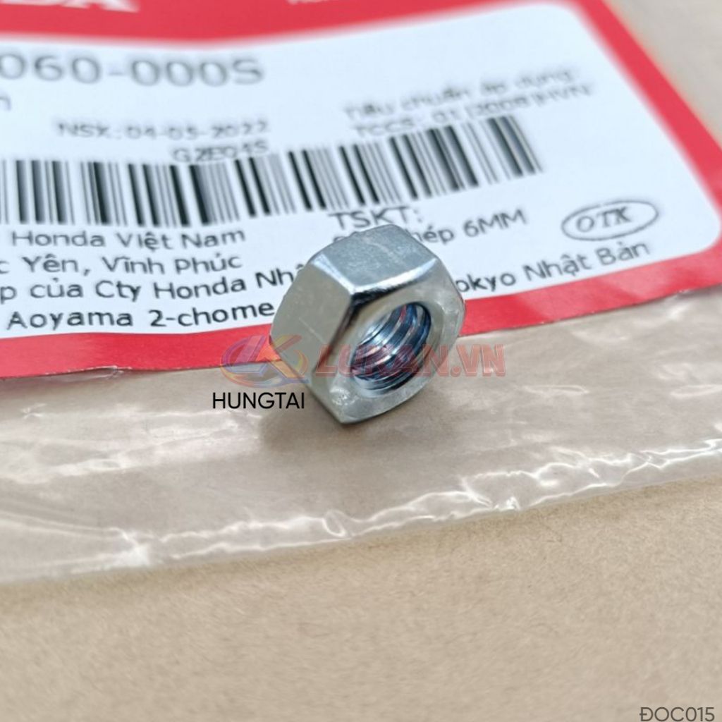 Đai ốc, Tán bắt treo nhựa đuôi, tăng sên DREAM, WAVE, FUTURE... 6mm zin 94001-060-000S - Ảnh 4