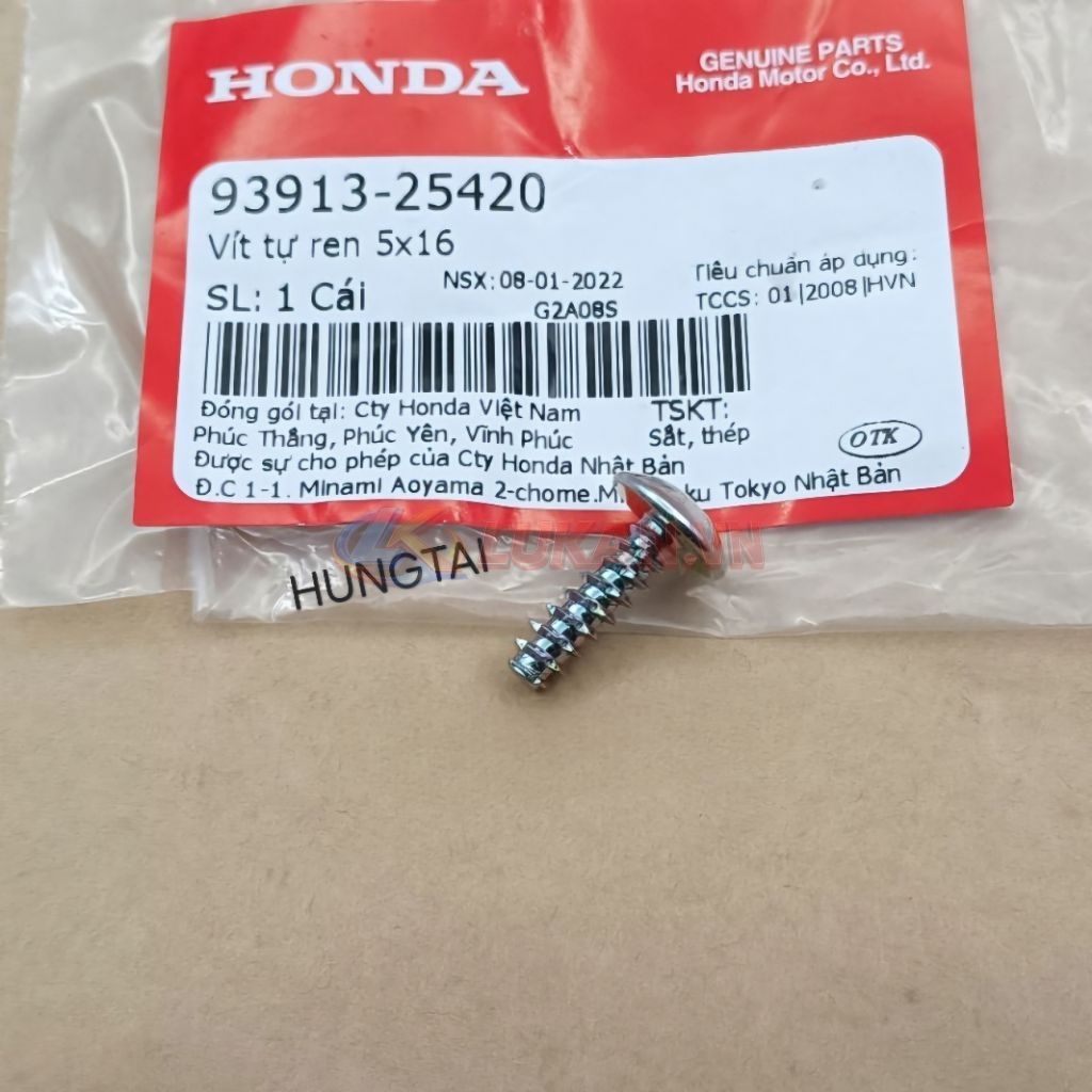 Ốc, vít bắt đèn hậu, Võ hộp pô e DREAM, WAVE, FUTURE... zin 5x16 93913-25420 - Ảnh 4