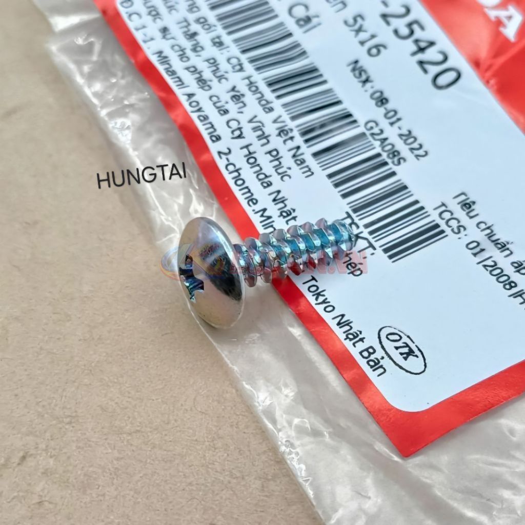 Ốc, vít bắt đèn hậu, Võ hộp pô e DREAM, WAVE, FUTURE... zin 5x16 93913-25420 - Ảnh 6