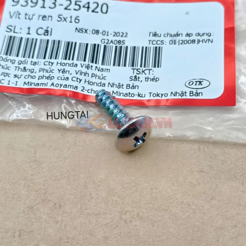 Ốc, vít bắt đèn hậu, Võ hộp pô e DREAM, WAVE, FUTURE... zin 5x16 93913-25420