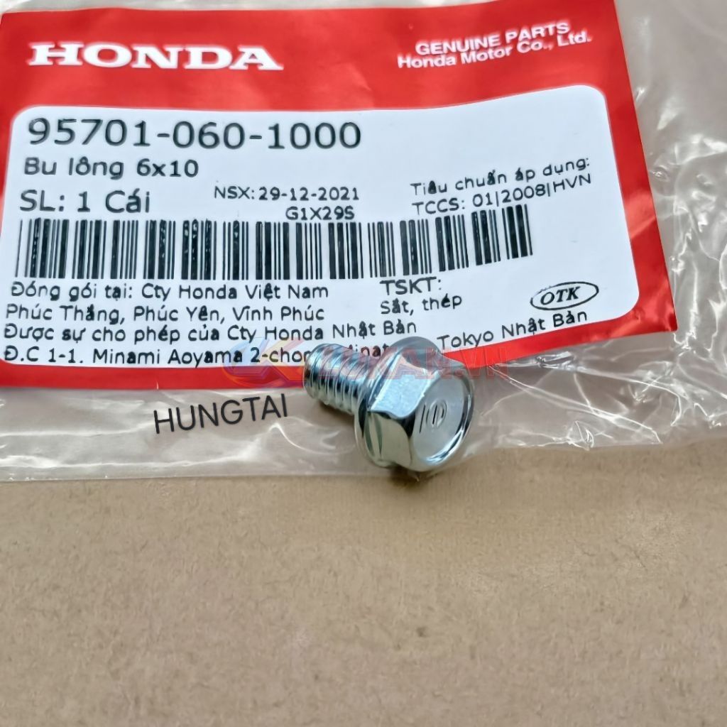 Ốc, bu lông kèn, còi xe DREAM, WAVE, FUTURE... 6x10 zin Honda 95701-060-1000