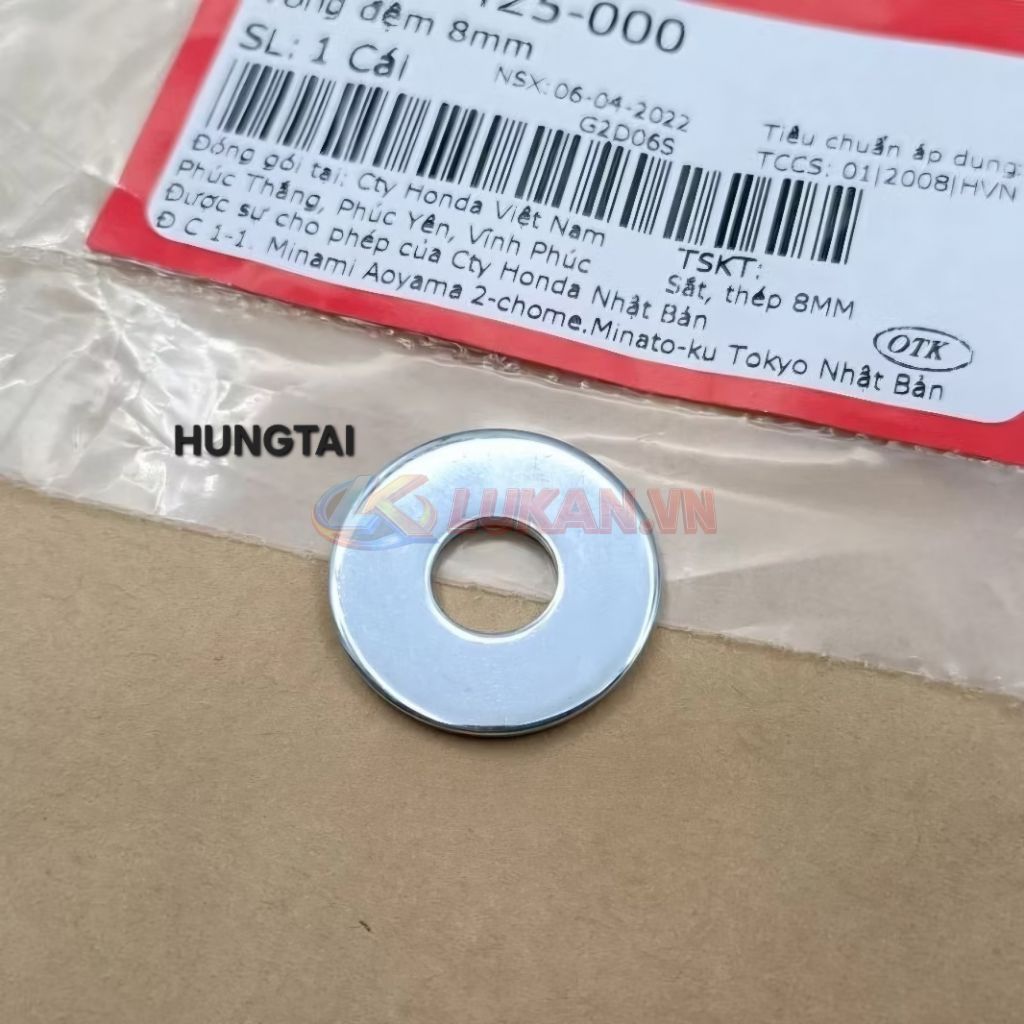 Vòng đệm, lông đền pass chữ Y má phanh DREAM, WAVE, FUTURE.... 8mm zin 90505-425-000 - Ảnh 2